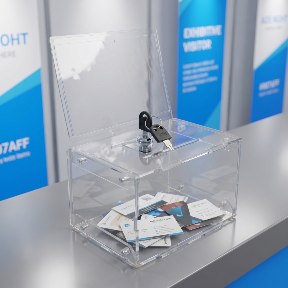 Clear Acrylic Ballot Box with Key – Lockable Money Collection Box with Slot –