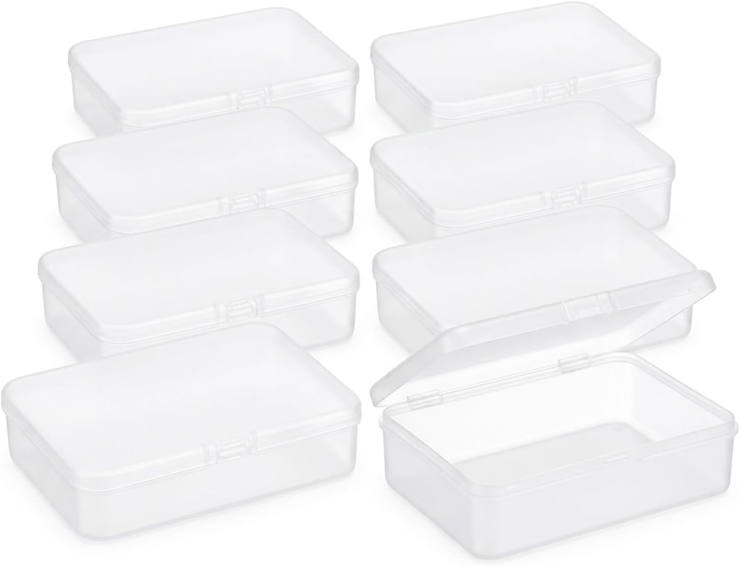 Small Plastic Boxes with Lids, 8Pcs, 3.9 X 2.7 X 1 Inches | Mini Plastic Cases,