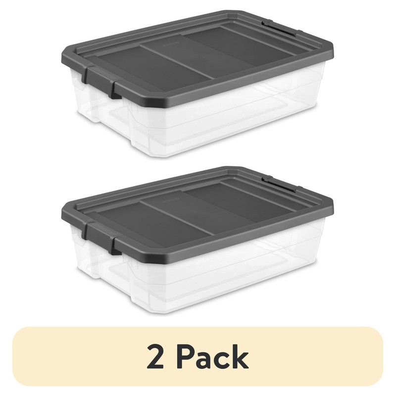 Durable Stackable Storage Bin W/ Secure Lid Closet Garage Basement Organization