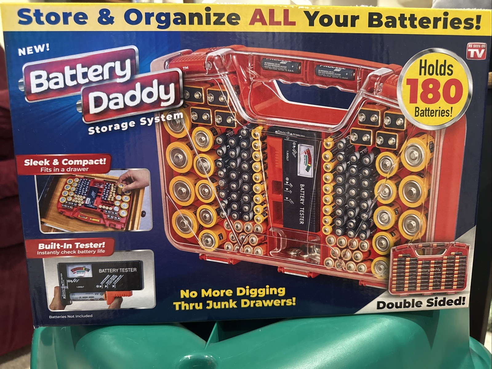 Ontel Battery Daddy-180, Battery Storage Box, Battery Tester NEW IN BOX