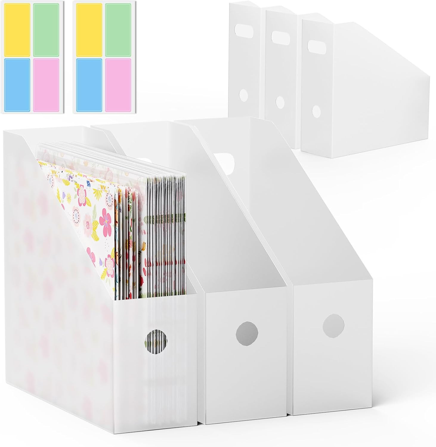 6PCS Scrapbook Paper Storage, Foldable Scrapbook Holder with 4 Pieces Sticky Ind