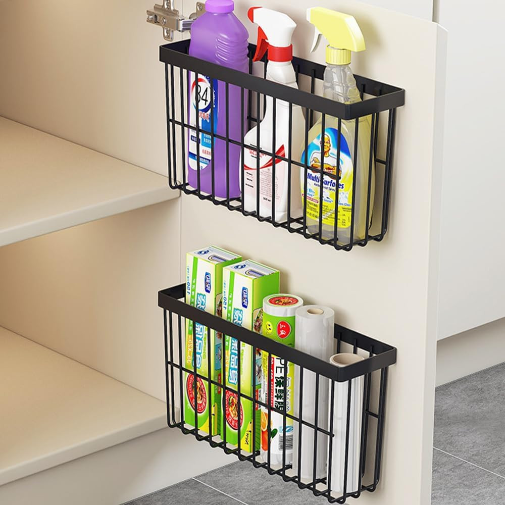 2 Piece Kitchen Cabinet Door Storage Box,Self Adhesive Wall Mounted Storage Boxe