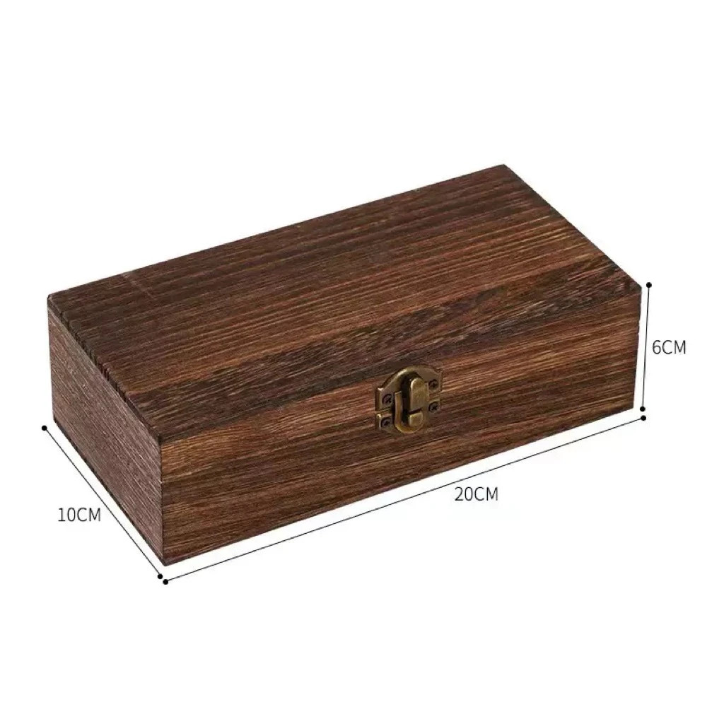 Premium Dark Brown Wood Storage Box, with Hinged Lid and Secure Metal Latch Sha