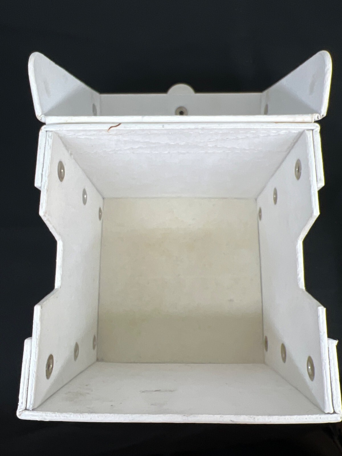 Diesel White Textured Leather Storage Box Only Snap Closure Rivet Detail 4x4x4