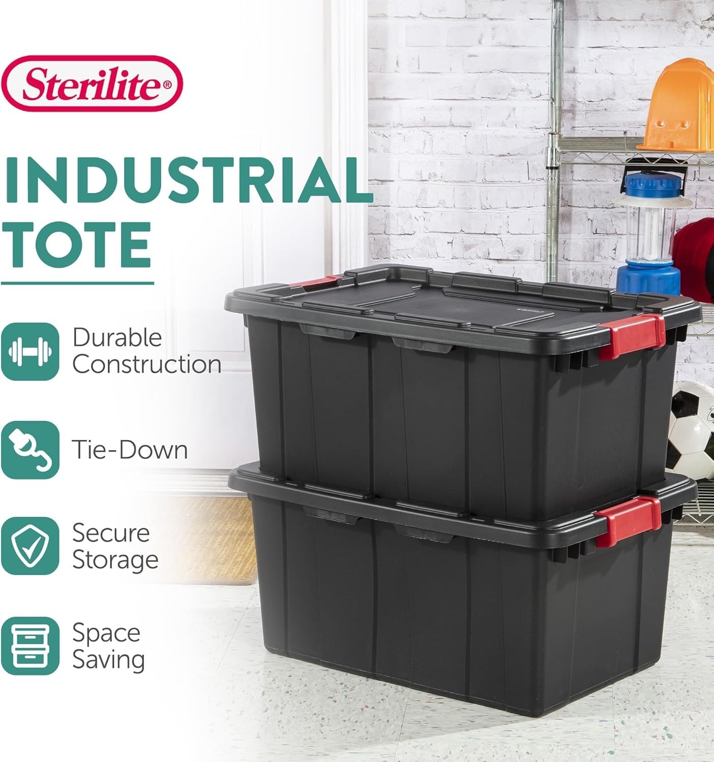 6-Pack 15 Gallon Heavy-Duty Plastic Storage Bins with Lids – Black