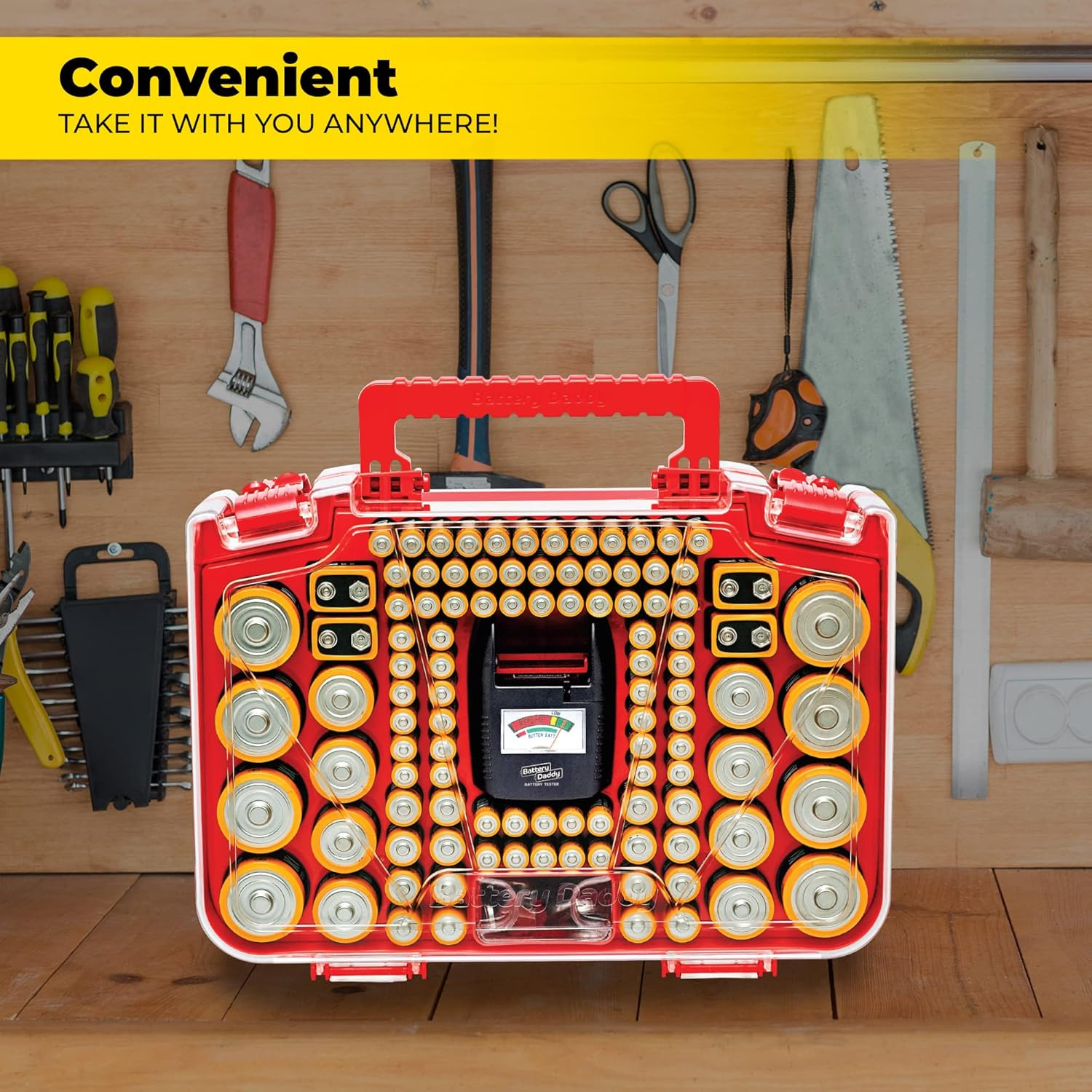 Battery Daddy Smart – Battery Organizer Storage Case with Tester,Stores & Protec