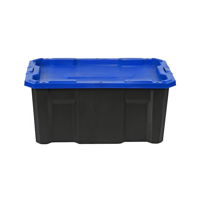 Kobalt 27-Gallon Heavy Duty Stackable Storage Tote Black with Latching Lid