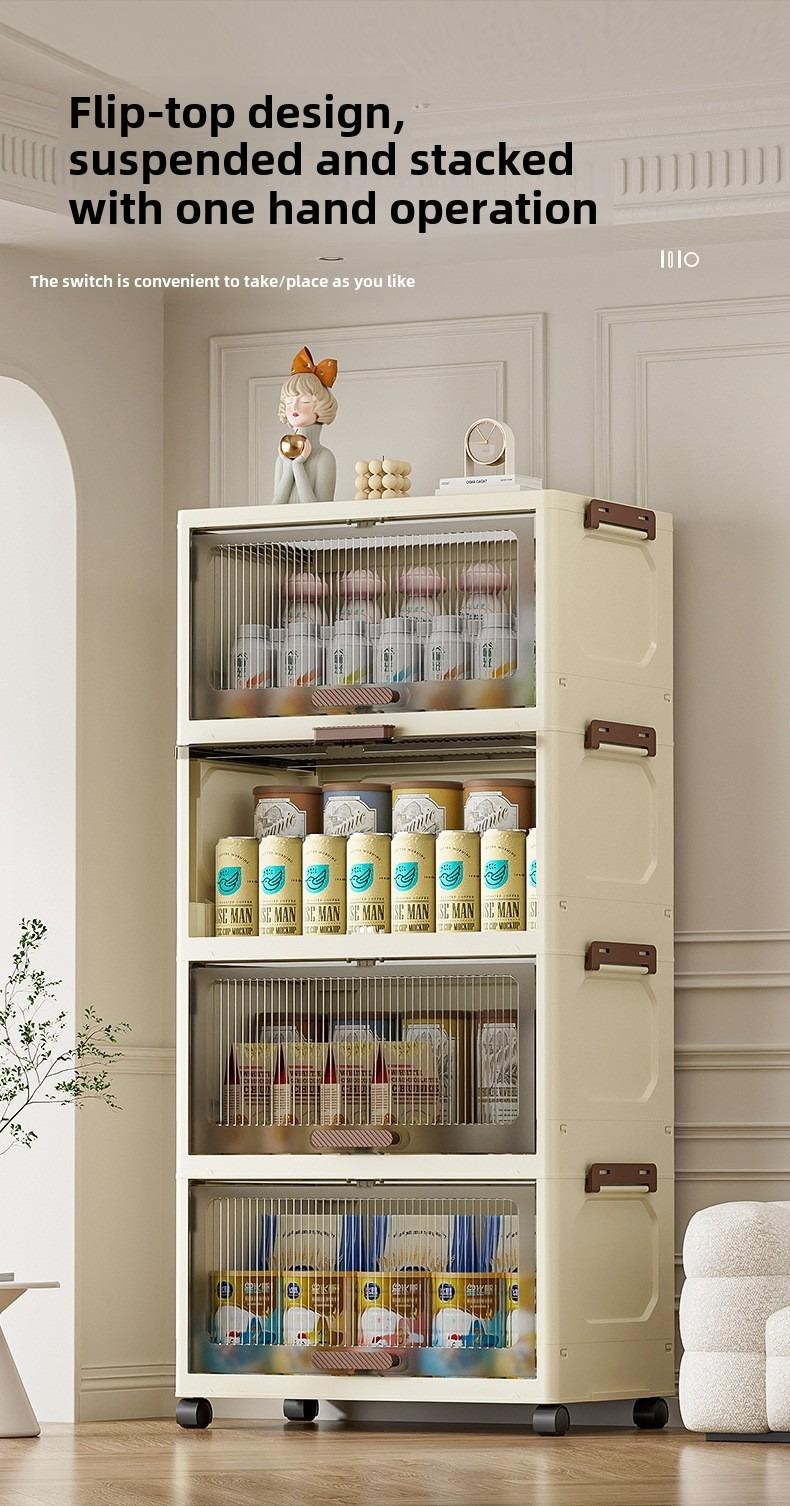 « Multi-layer Foldable Plastic Storage Cabinet – Wardrobe & Living Room Organizer