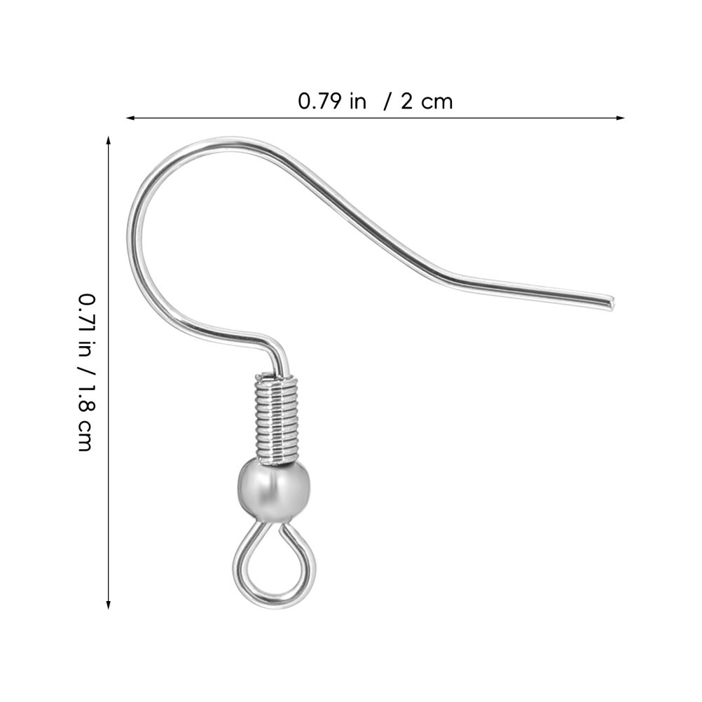 100 Pcs 0.7 Mm Titanium Steel Earring Hook Spring Bead Earing Hook Silver