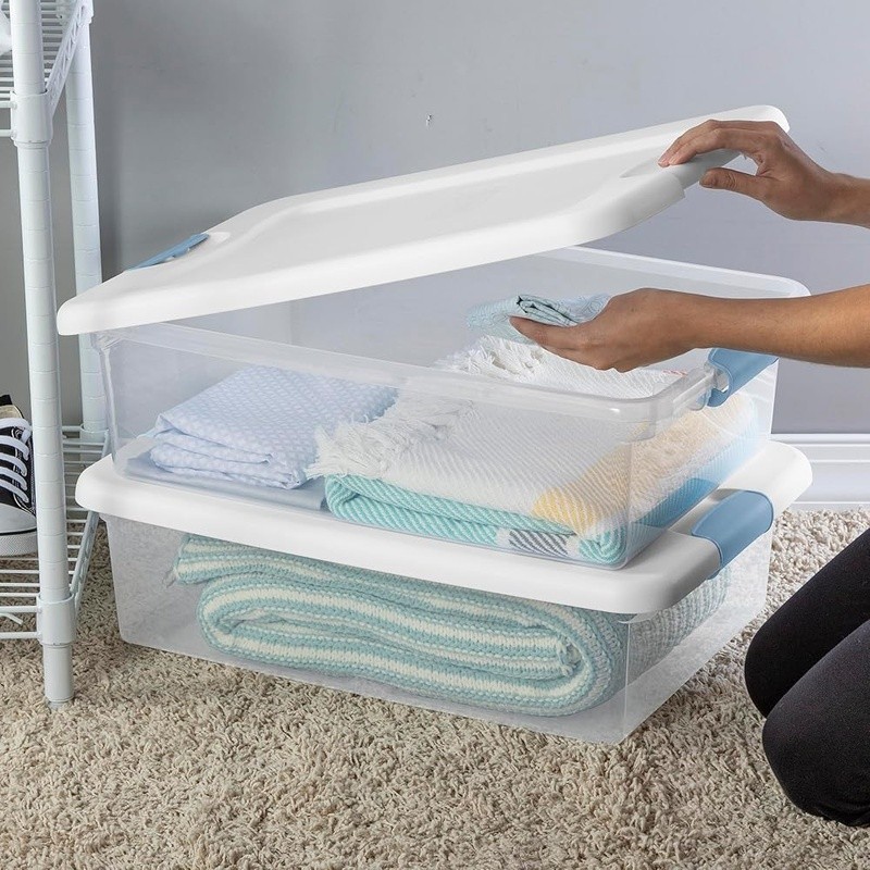 Durable Stackable Latching Storage Boxes BPA Free Perfect Home Organization New