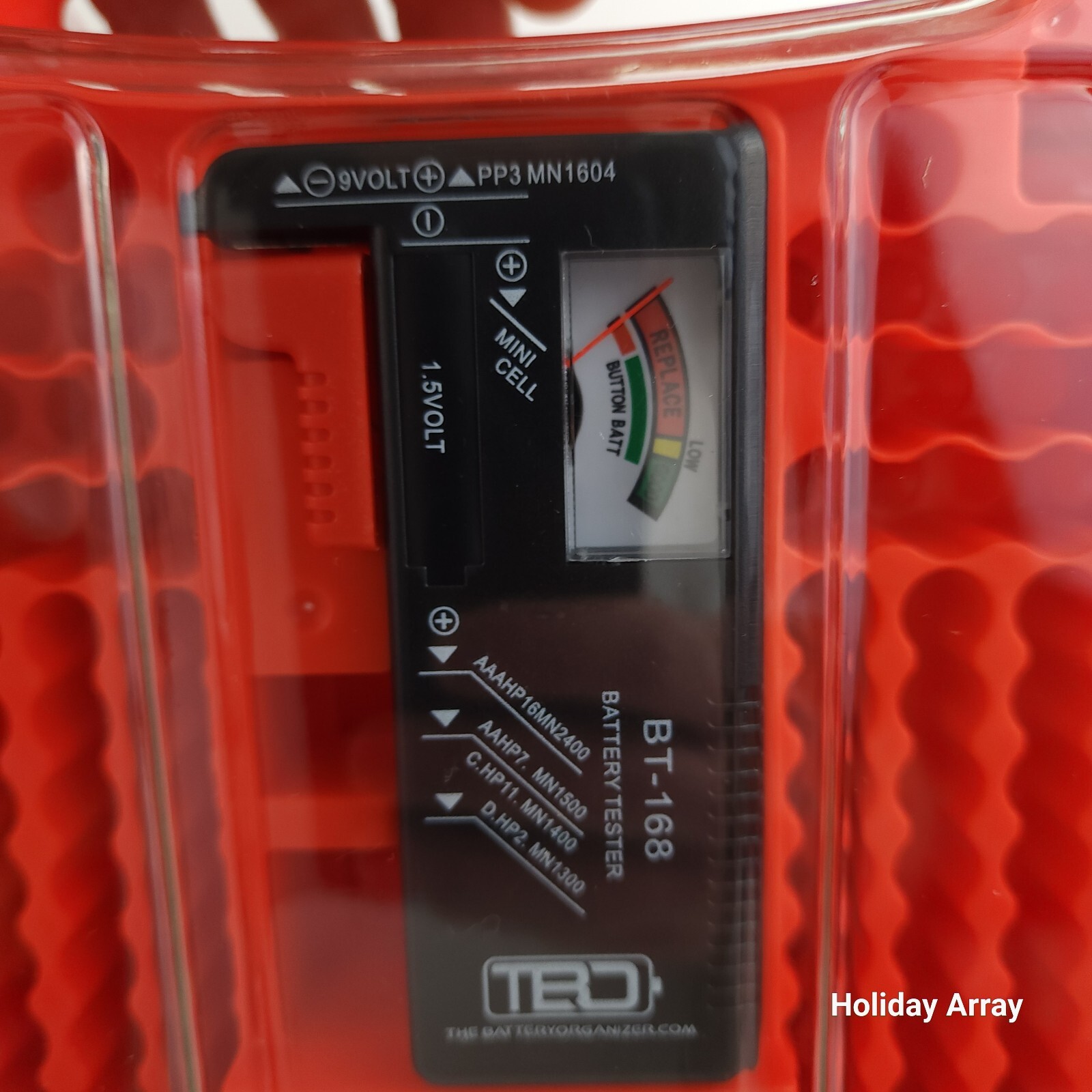 Deluxe Battery Organizer w/ Tester and Gift Boxes Gray & Red Set of 2: 180