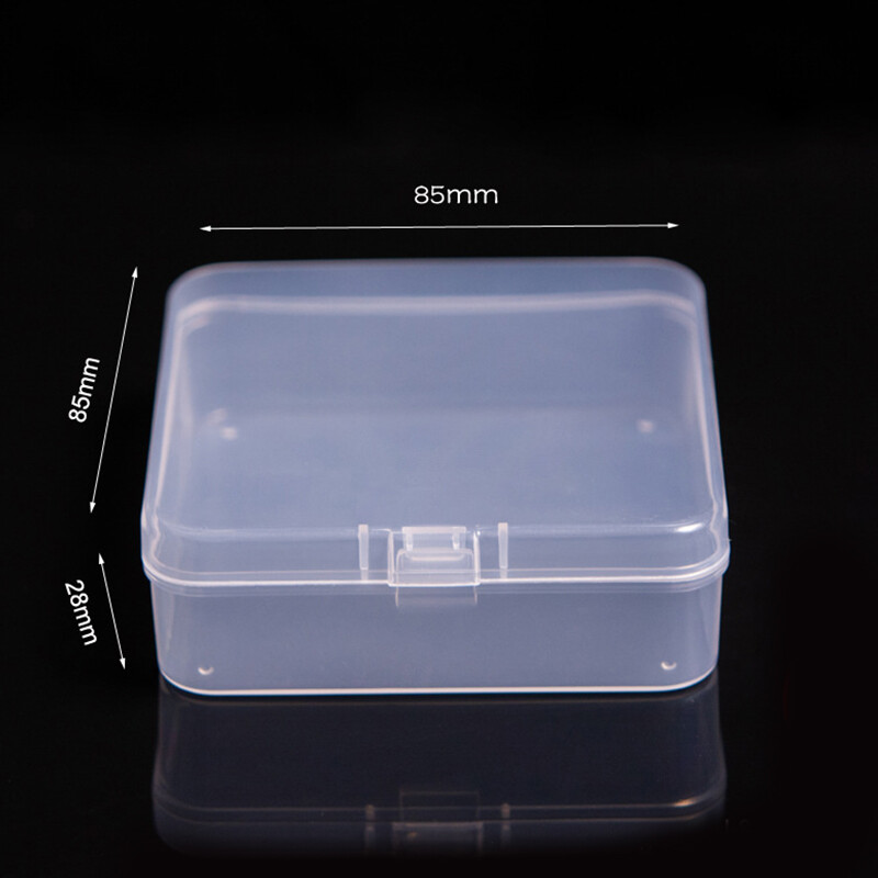 Clear Case Hook Container Plastic Small Mini Earplugs Jewelry Box Square Storage