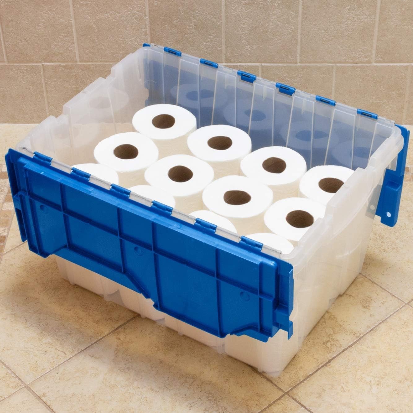 Keepbox 12 Gallon Storage Container, Nesting and Stackable Plastic Storage Box w