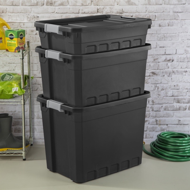 Modular Stacker Bin W/ Lid Storage Container Heavy Duty Plastic Tote 6 Count New