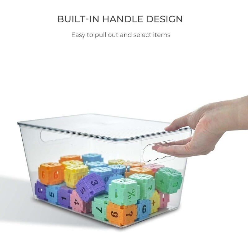 6 Pack Clear Stackable Toy Storage Bins Lids Kids Playroom Organizer Minimalist