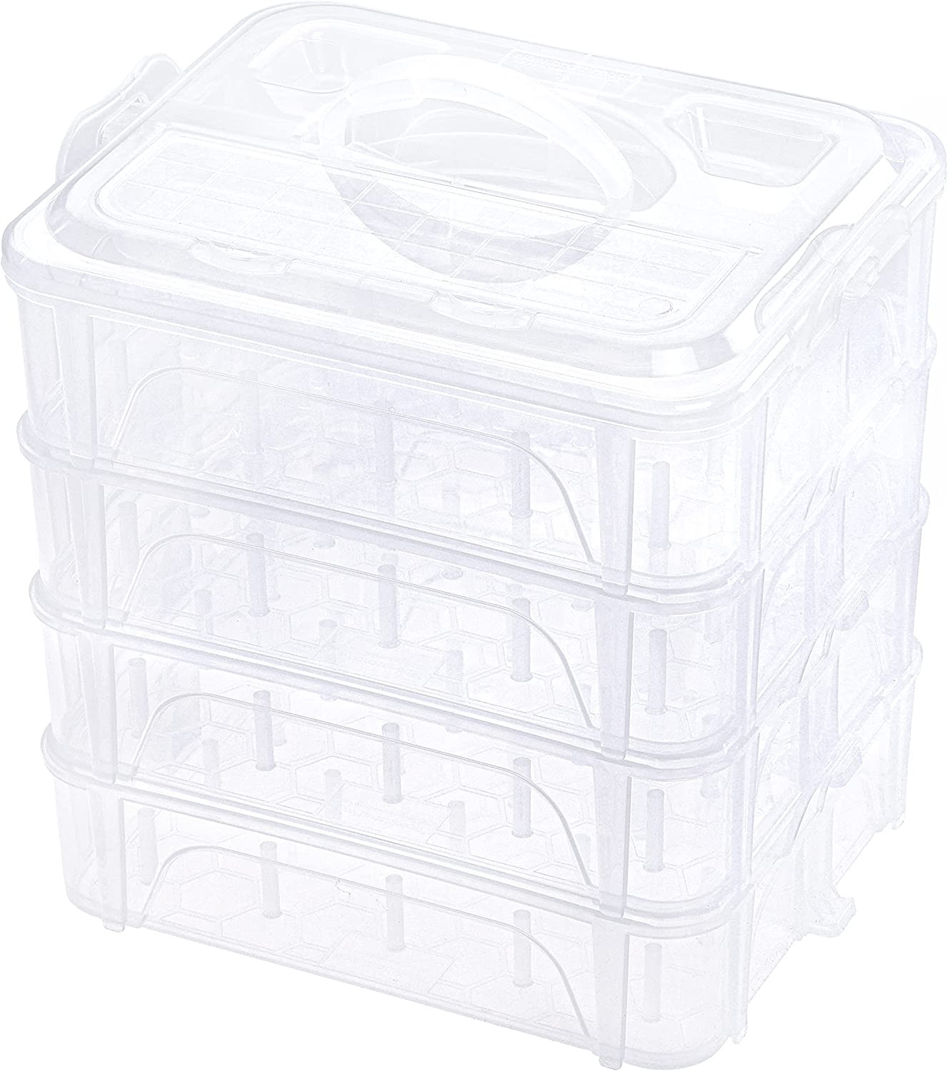 4 Layer Stackable Clear Storage Box Organizer | Holding 80 Spools, to Store Home