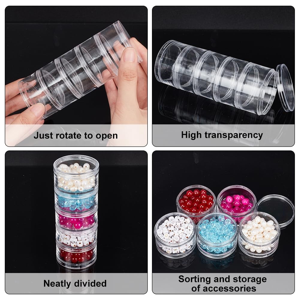 15G/30ML Stackable Round Plastic Containers 5 Column(5 Layer/Column) Bead Sto…
