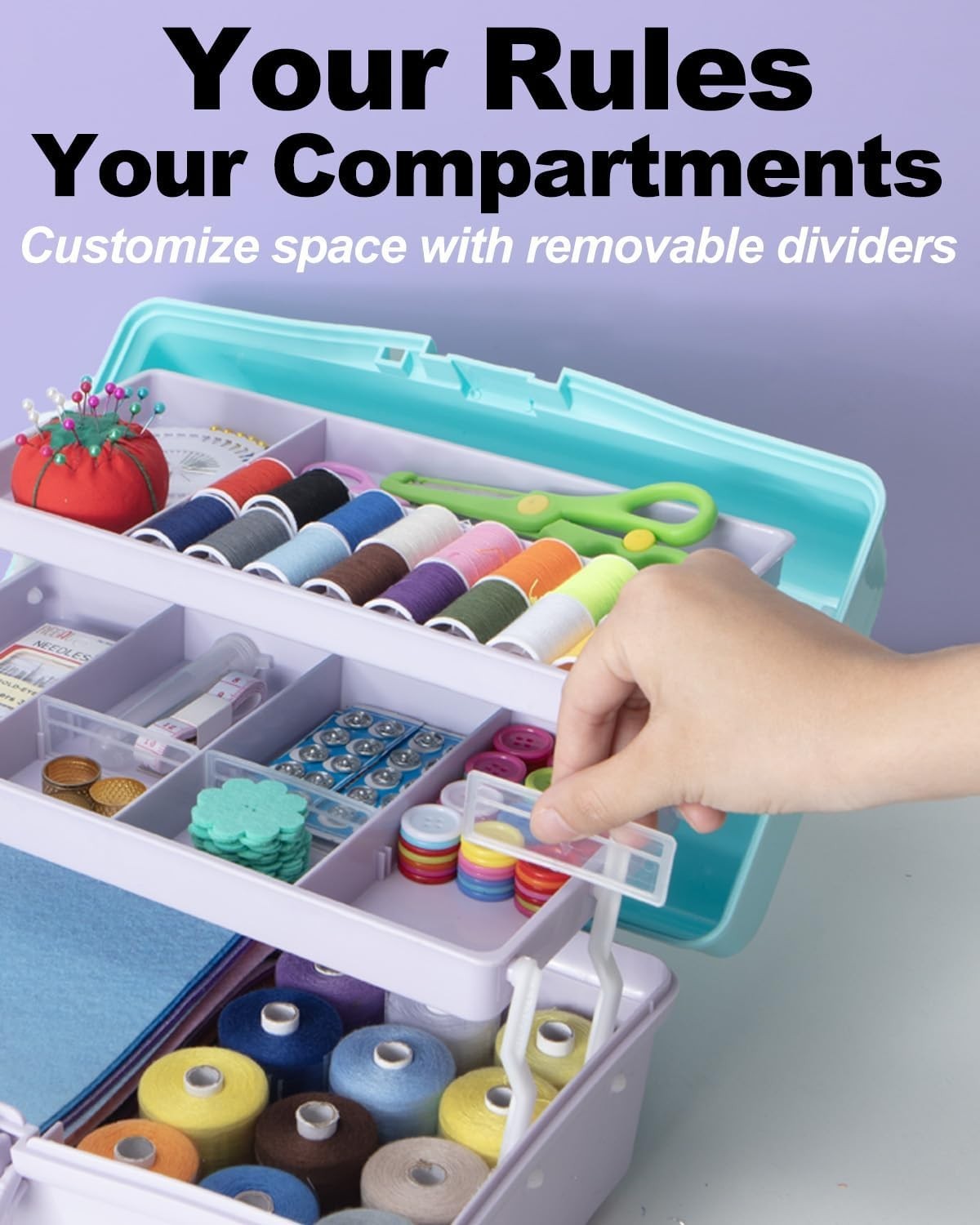 12in 3-Layer Plastic Craft Organizers and Storage, Portable Folding Tackle Bo…