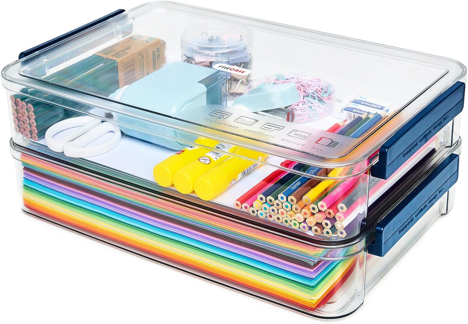 2 Pcs 5.5Qt 9 X 13 Plastic Portable Project Case with Snap-Tight Latch Clear …