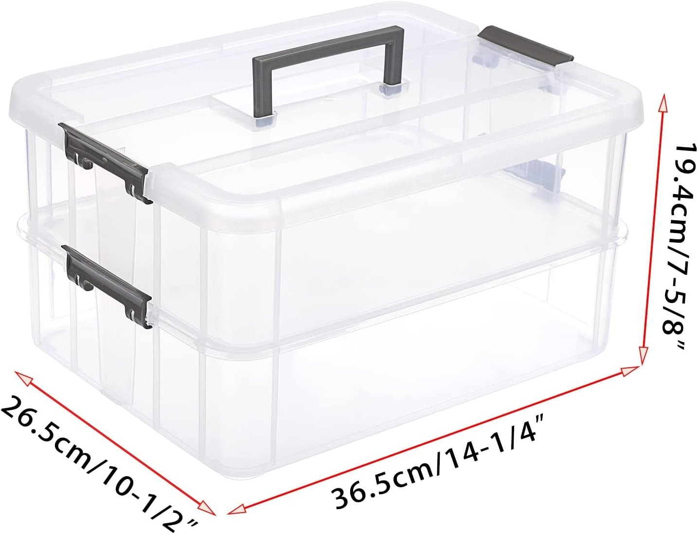 2-Tier Stackable Transparent Storage Box – Portable, Lockable and Lightweight