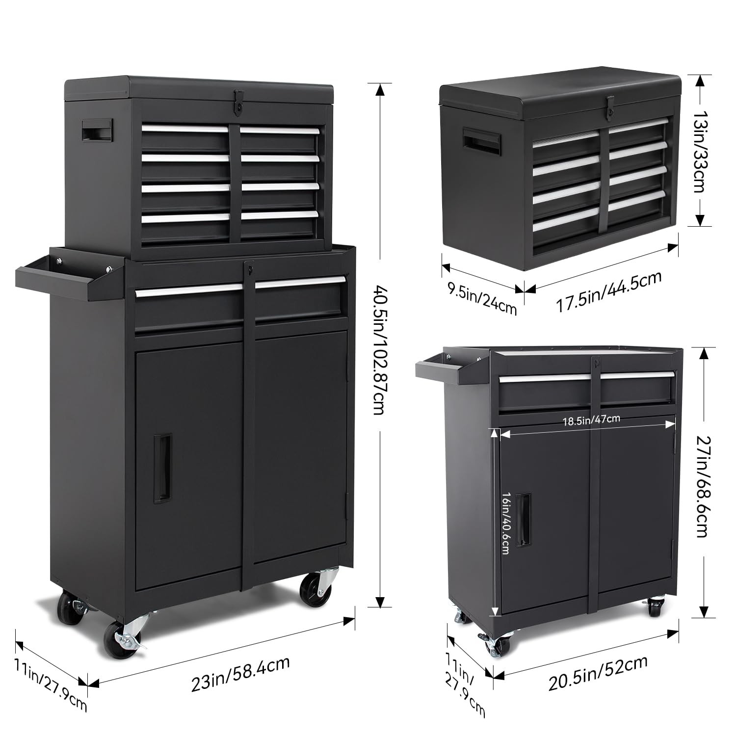 5-Drawer Rolling Tool Chest, High Capacity, Adjustable Shelf, Lockable Drawer…