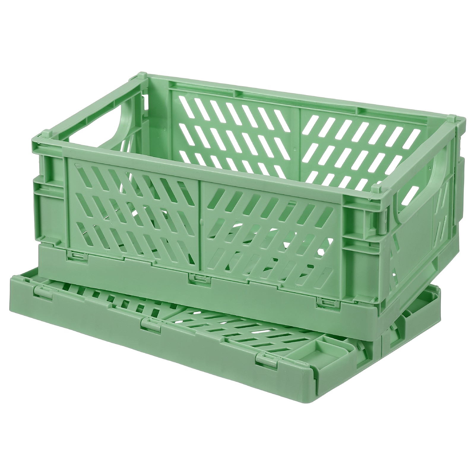2Pcs Plastic Storage Baskets, Stackable Bins(6 x 3.9 x 2.4&Prime;, Green)