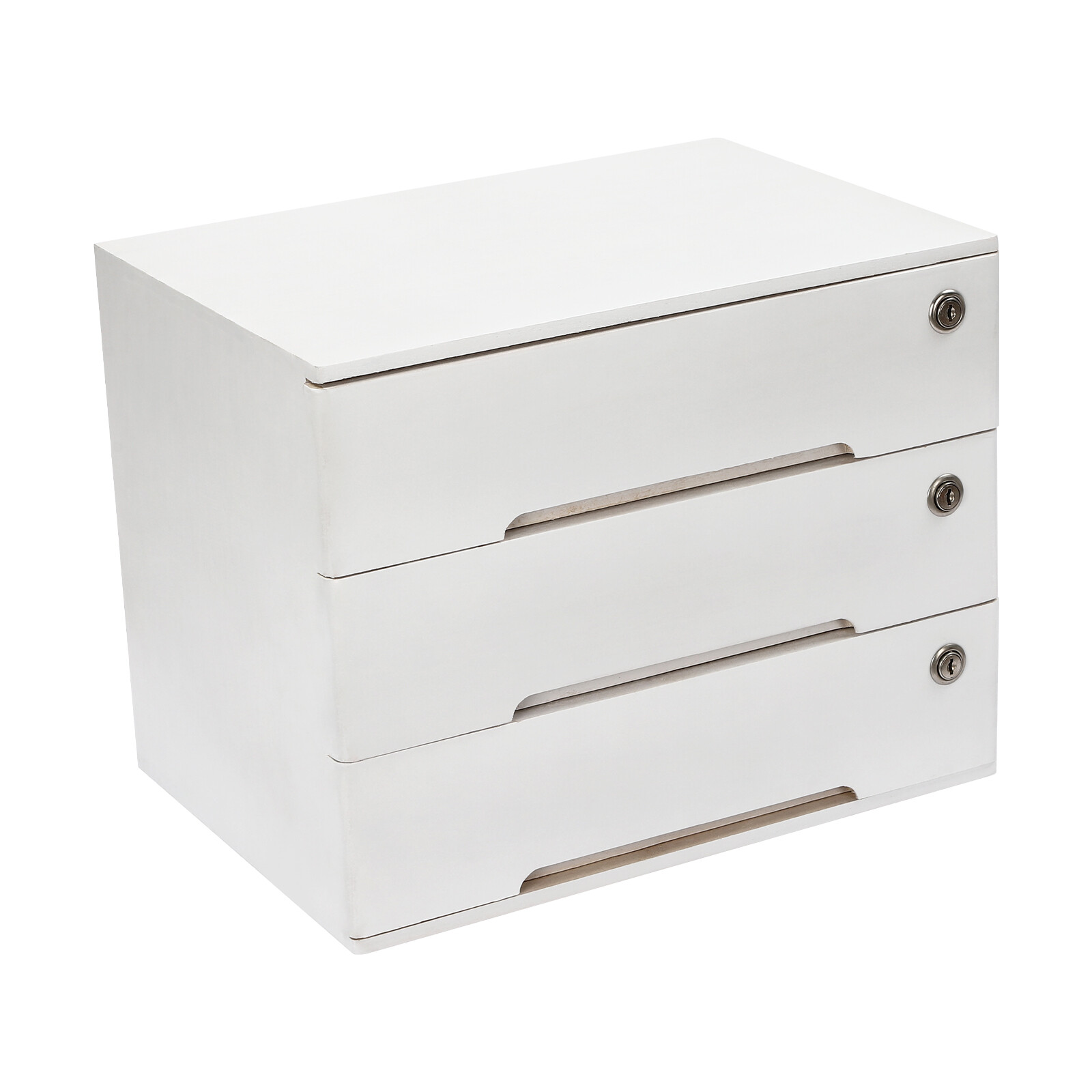 Wooden Desktop Storage Box with Lockable Drawers, Office Supplies File Organizer