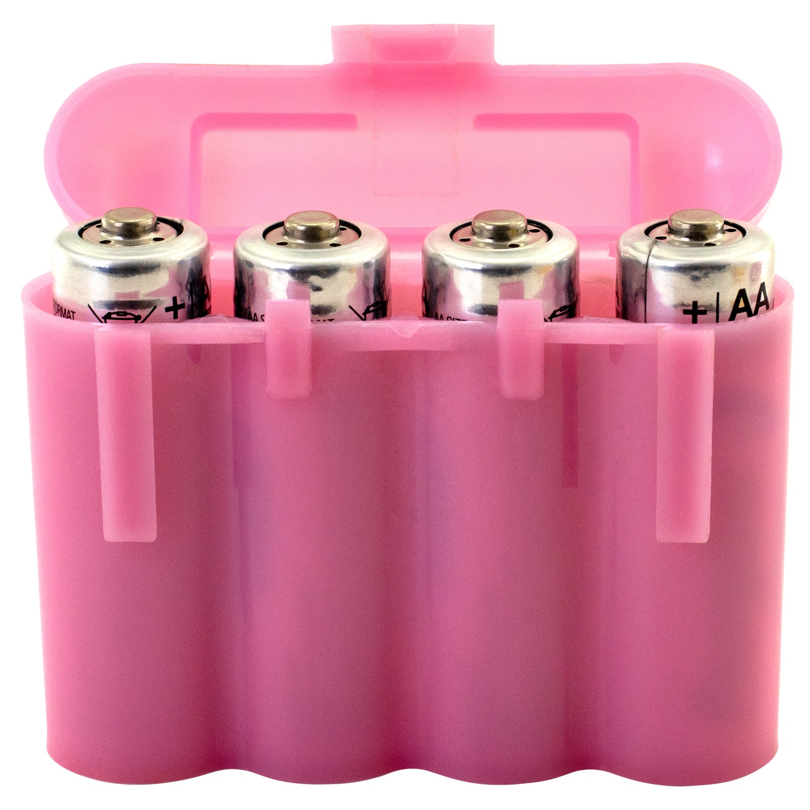 Two (2) EBC Battery AA AAA Pink Plastic Battery Storage Case Holder Box