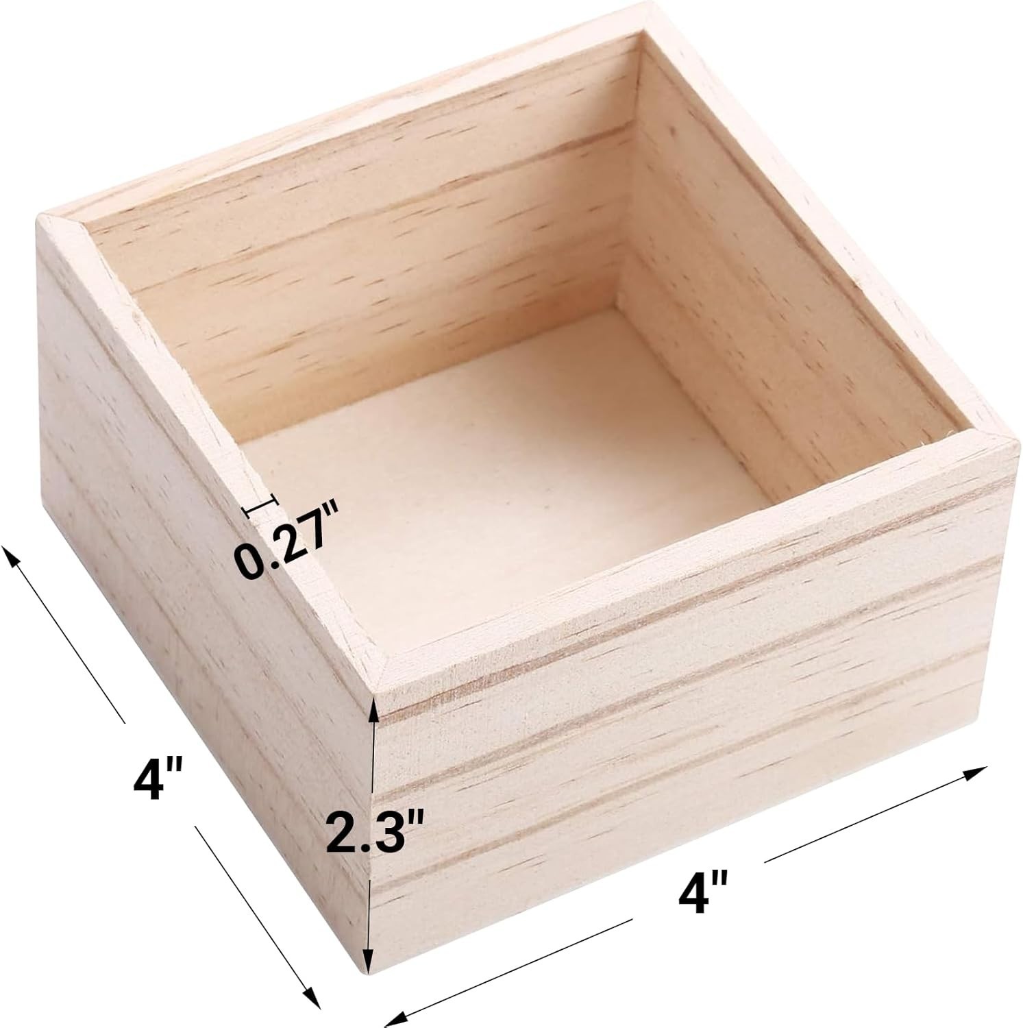 (12 Pack 4 » X 4 » Rustic Wooden Box Storage Organizer Unfinished Small Craft Wo