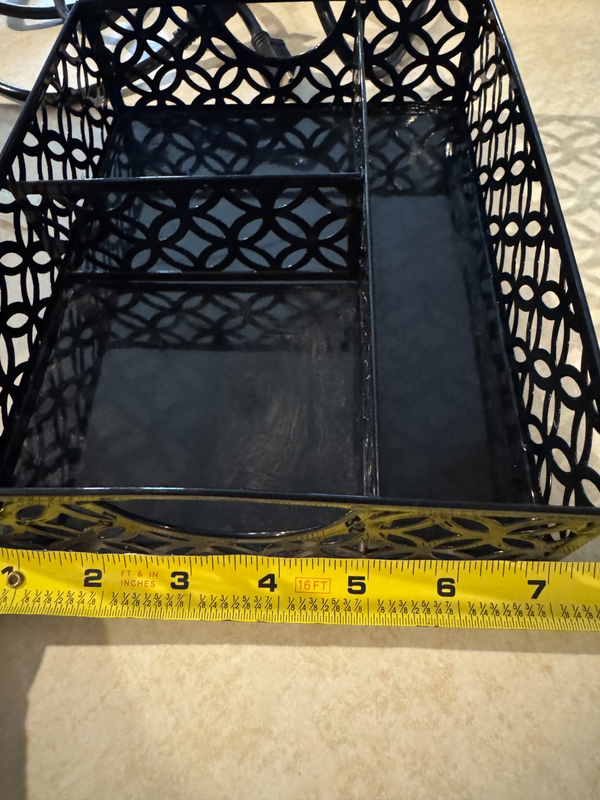 Black 3 Compartment Storage Tray Organizer Makeup Desk Organizer