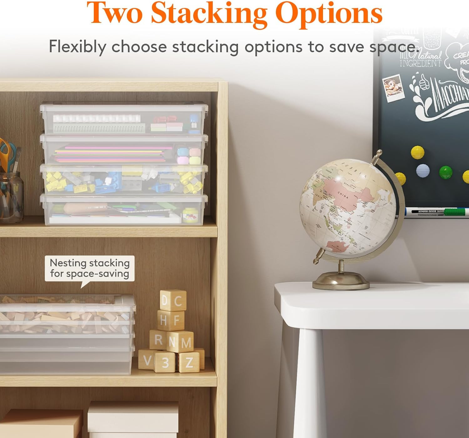 4 Pack Plastic Multi-Purpose Storage Box with Latching Lids, Clear A4 Paper