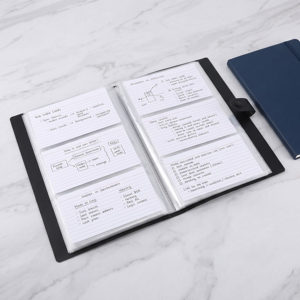 Water Resistant Plastic Index Card Holder Binder for Flashcards Photos and Notes