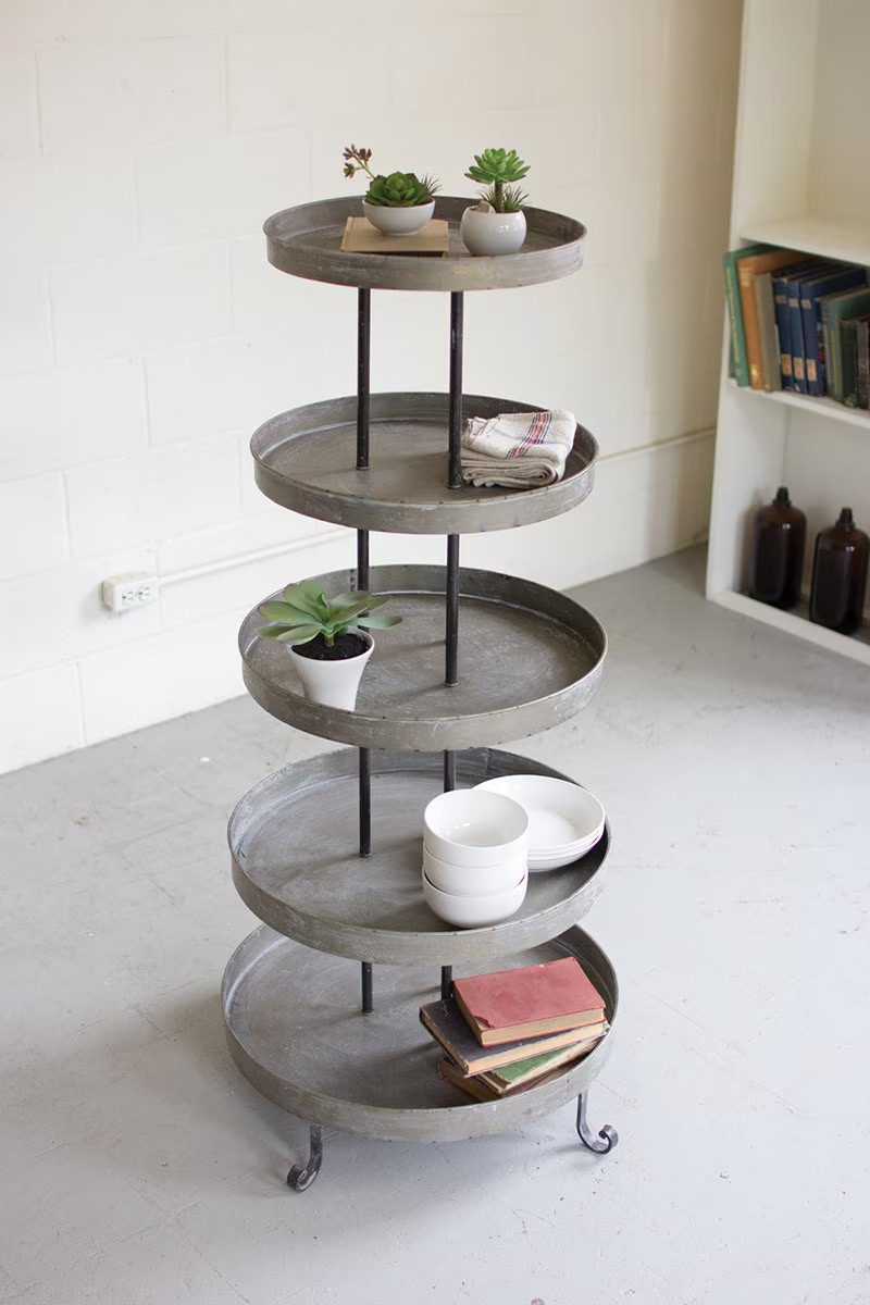 Five-Tiered Round Metal Display Tower For Organizing Home Accents Home Decor