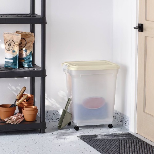 55qt Weather Resistant Rolling Storage Bin with Scoop – Brightroom