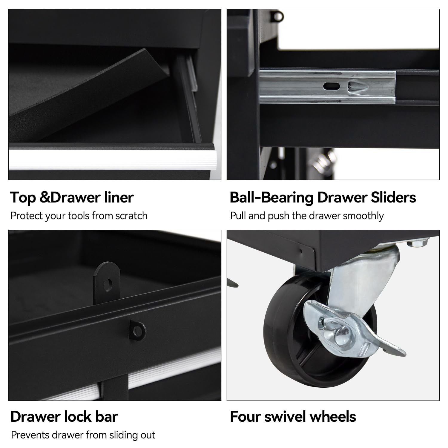 5-Drawer Rolling Tool Chest, High Capacity, Adjustable Shelf, Lockable Drawer…