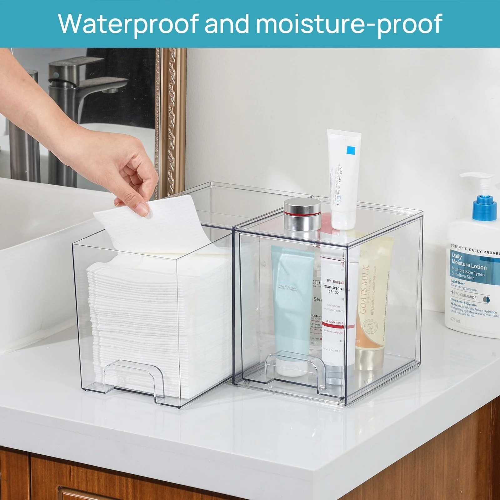 Vtopmart 7.6 H Clear Stackable Storage Drawers, 2 Pack Plastic Organizers Bin…