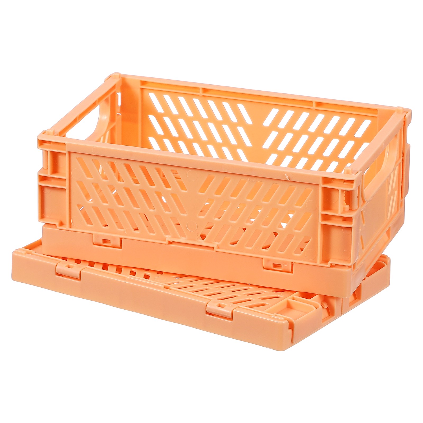 2Pcs Plastic Storage Baskets, Stackable Bins(6 x 3.9 x 2.4&Prime;, Light Orange)