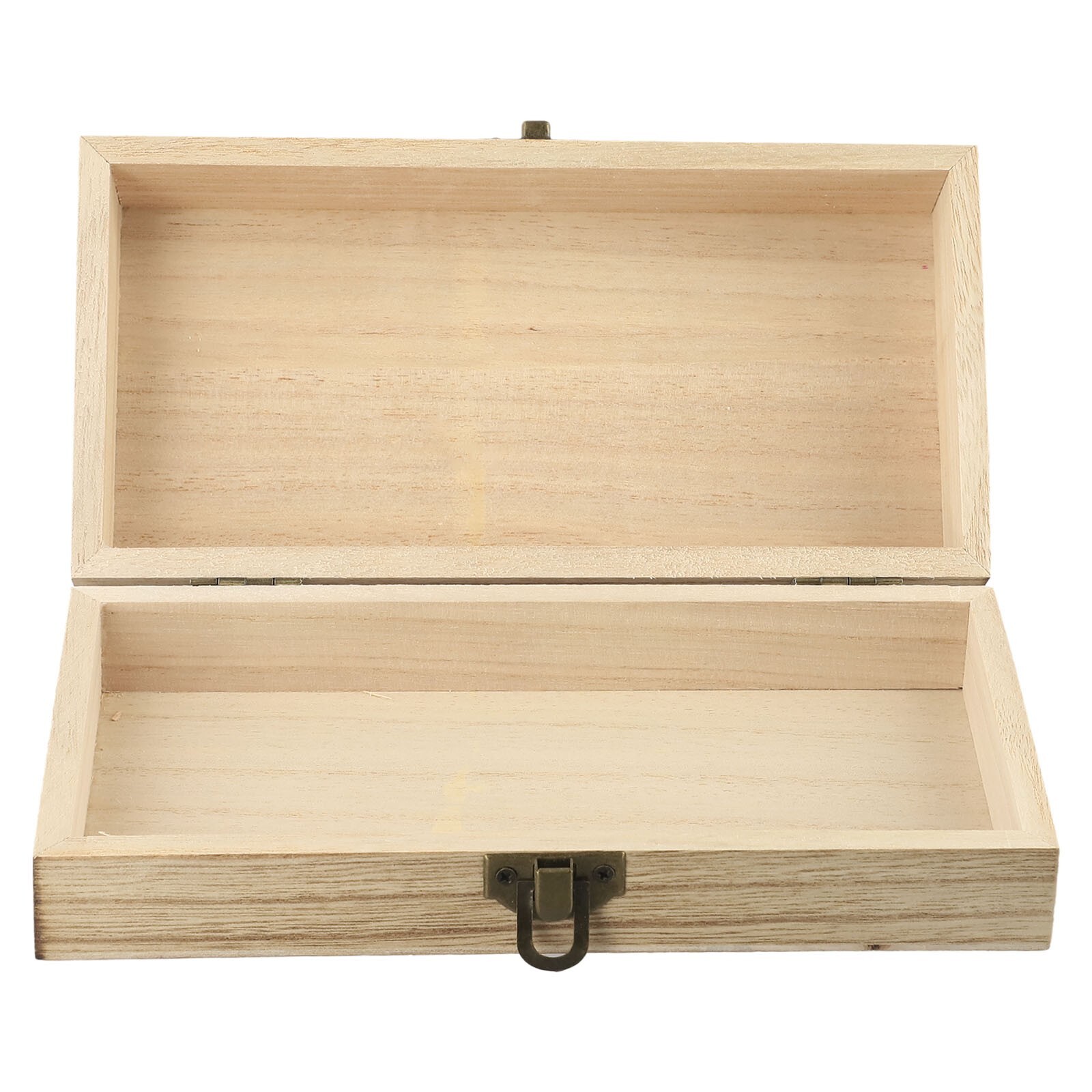 Design Wood Storage Box With Clamshell Opening and Metal Buckle