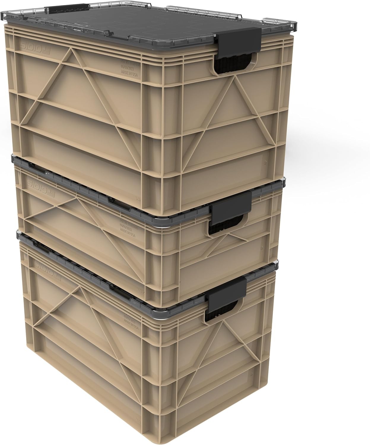 Size & One Half Size Heavy Duty Stackable Storage Bins CRATE Pro Pack Two Full