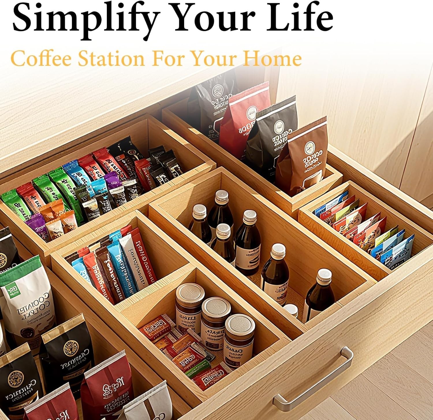 Chic Bamboo Drawer Organizer Set – 5 Stylish Dividers for a Clutter-Free Home