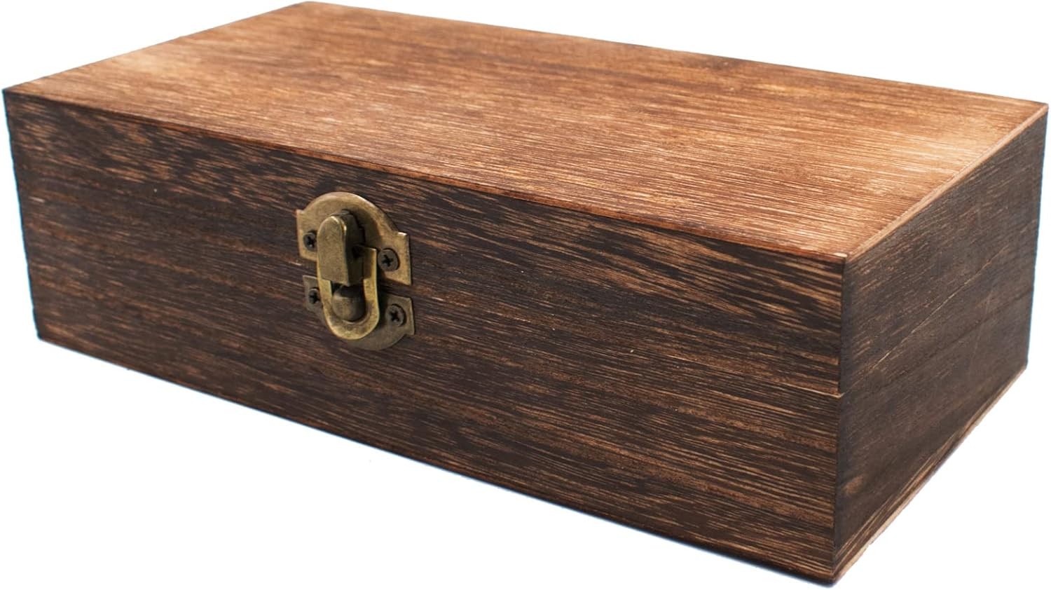 Wood Storage Box with Lid Solid Decorative Organizer Rectangular Toys Cosmetics