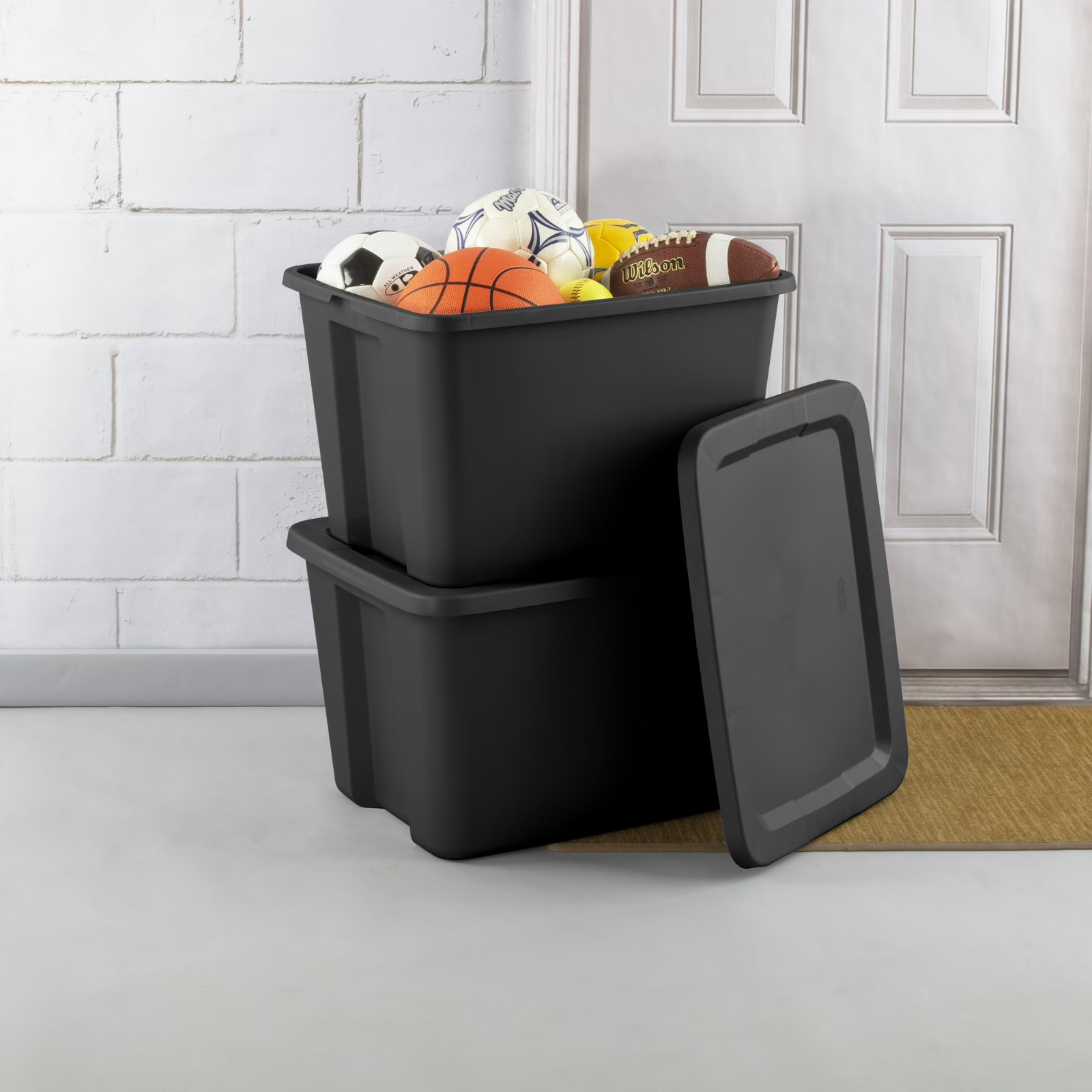Sterilite 18 Gallon Storage Bin Snap-On Lid Black 8-Pack Fast Ship USA