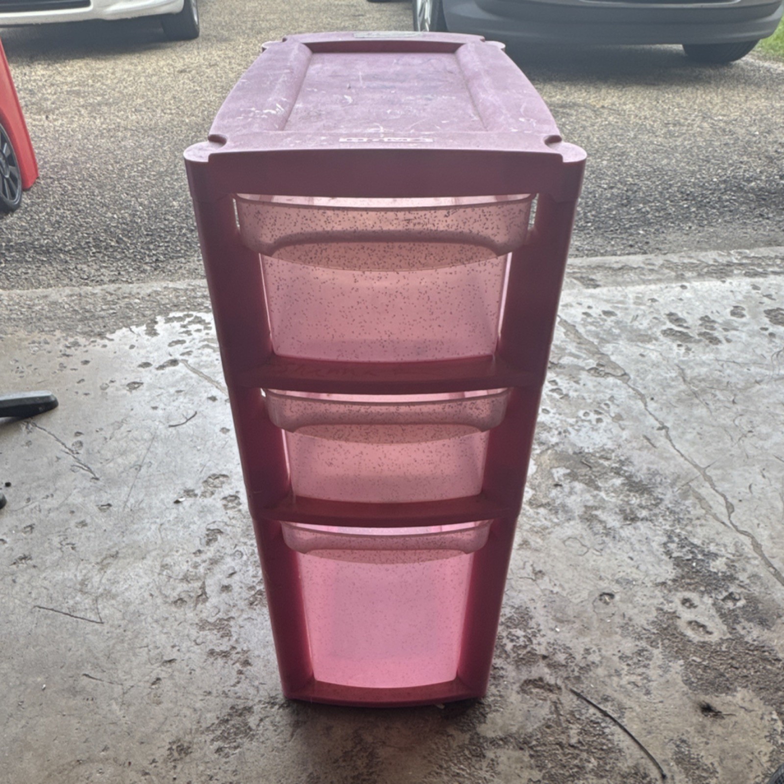 Pink Plastic 3-Compartment Freestanding Drawer Box Organizer, Solid Rectangle