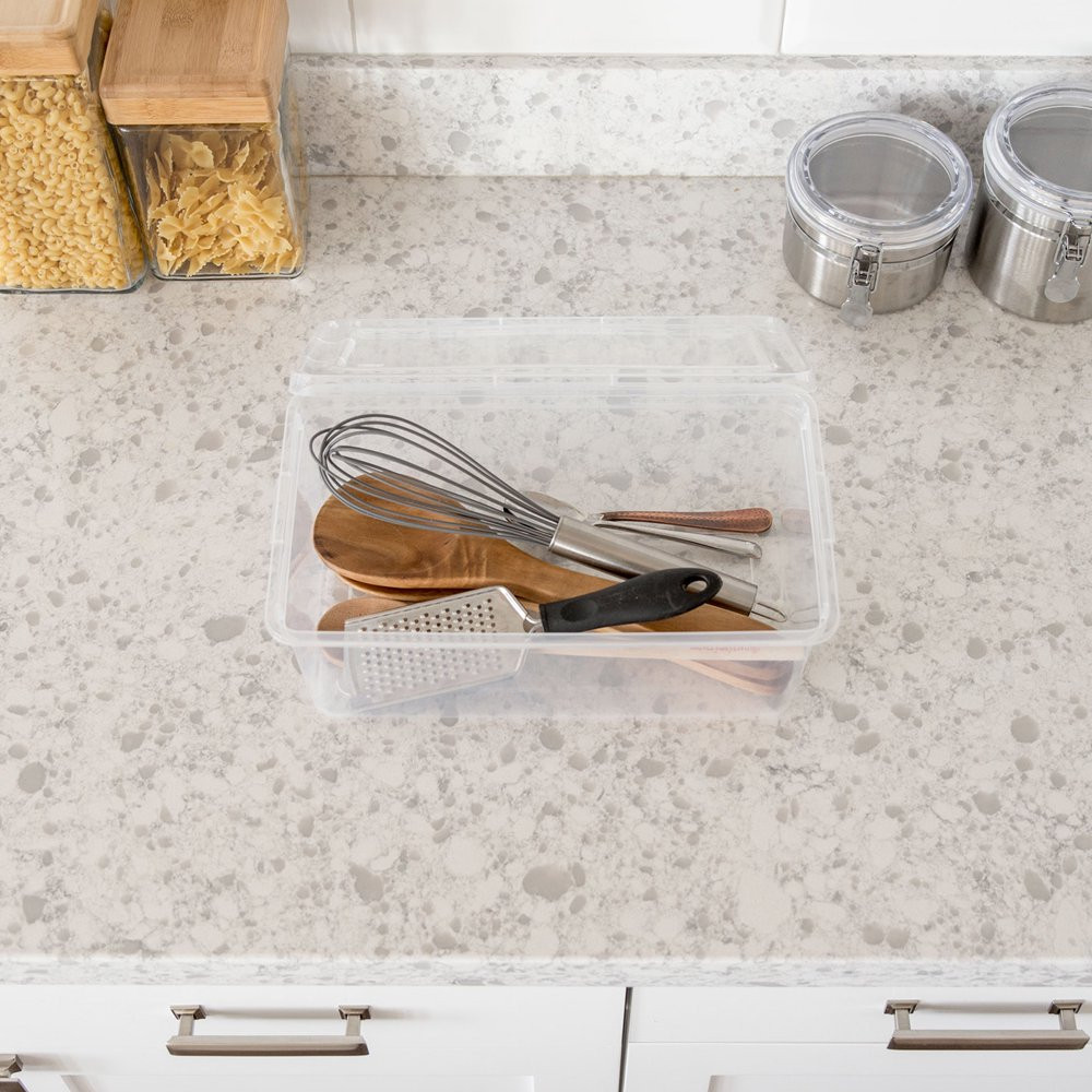 Stackable Clear Plastic Storage Box With Lid Shoe Container 5 Quart Set of 20