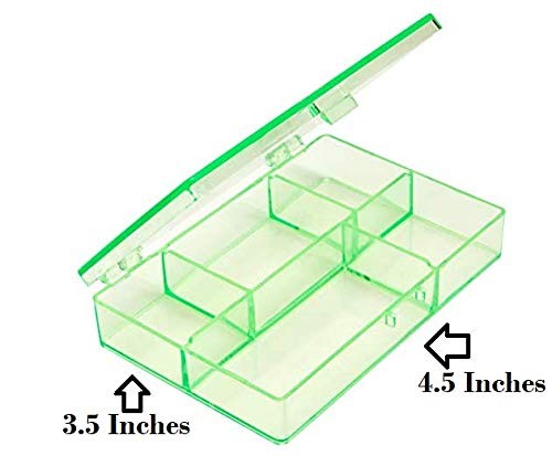 Mini 5-Grid Plastic Storage Box for Beading and Diamond Painting. Green Count…