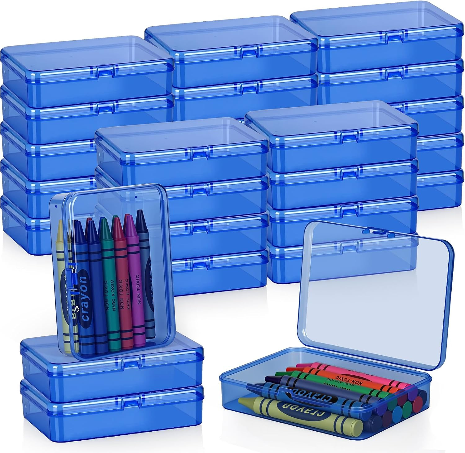 36 Pcs Plastic Crayon Box, Mini Plastic Storage Containers with Lid, 4.5X3.4 Inc