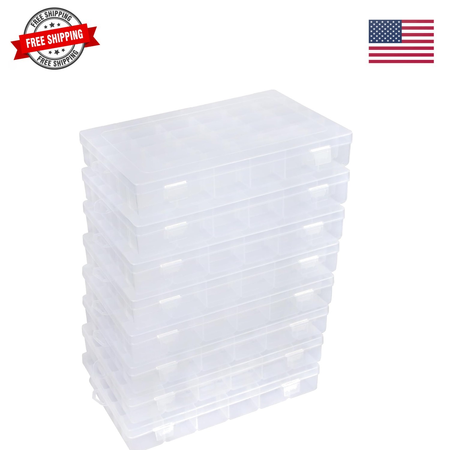 8 PCS 36 Grids Bead Organizer Box Plastic Box Clear Box Organizer 3600 Tackle…