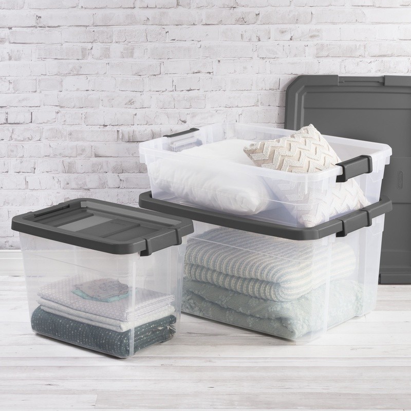 Durable Stackable Clear Plastic Storage Bin W/ Latch Lid Home Organization New
