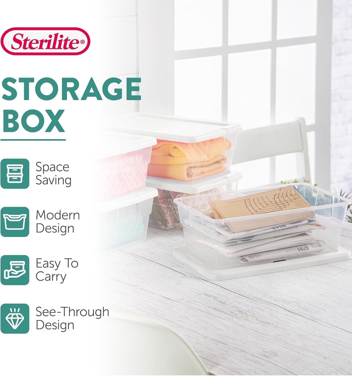 24-Piece 6-Quart Storage Container Set, Stackable with Snap-On Lids