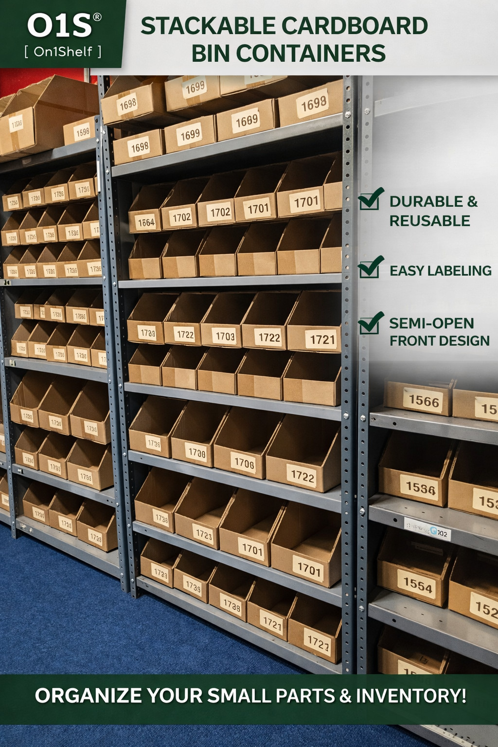 Sturdy Stackable Cardboard Storage Bin Containers picking eccomrce warehouse